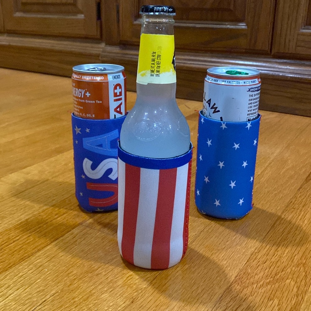 Tall Can/Bottle Red, White, and Blue koozie (USA)
